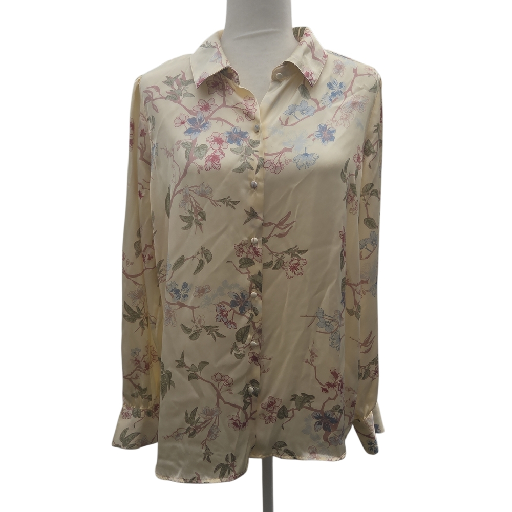 Women's Cream Floral Button-Down Shirt